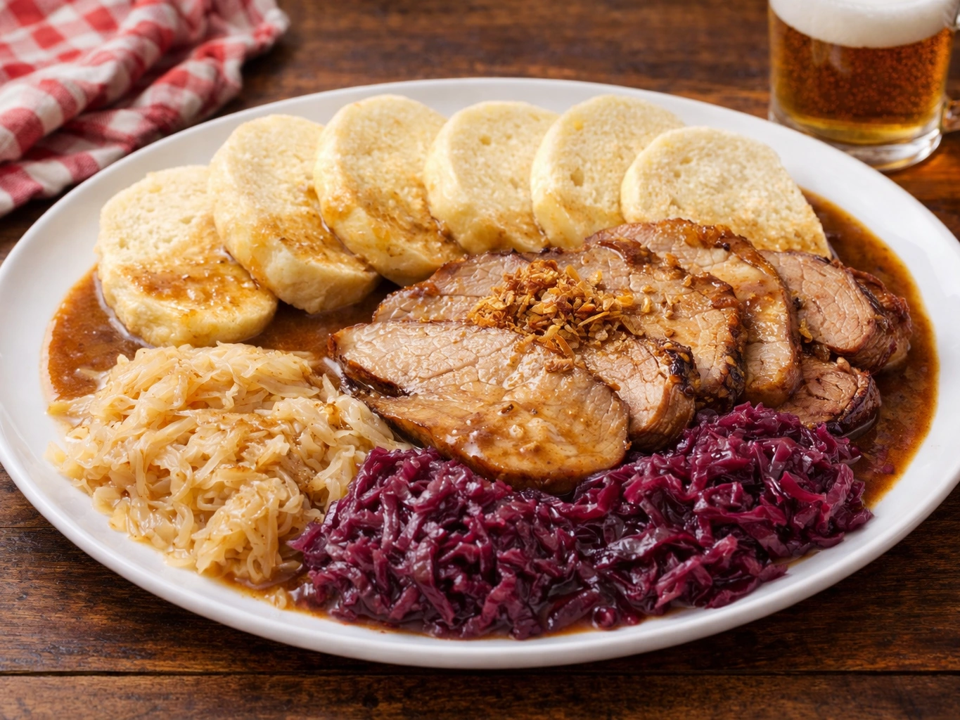 Vepřo knedlo zelo (Roast Pork with Dumplings and Sauerkraut)